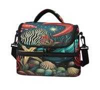 KAAVIYO Animali Marini Di Stelle Marine Di Pesce Rosso Borsa Termica A Tracolla Grande Capacità per Il Pranzo Lavoro Ragazzi Ragazze Picnic