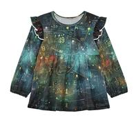 KAAVIYO Arte Astratta del Simbolo della Matematica Camicie Eleganti A Maniche Lunghe,Camicette Top Casual per Bambine da 1 a 5 Anni