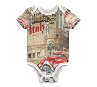 KAAVIYO Auto Italia Europea Body per Neonato Body in Cotone A Maniche Corte per Bambino 3-24 Mesi Estate