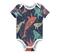 KAAVIYO Balena Di Mare Colorata Body per Neonato Body in Cotone A Maniche Corte per Bambino 3-24 Mesi Estate