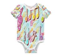 KAAVIYO Bambino Colorato Musicale Body per Neonato Body in Cotone A Maniche Corte per Bambino 3-24 Mesi Estate