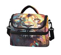 KAAVIYO Bella Arte Dell'acquerello Del Leone Borsa Termica A Tracolla Grande Capacità per Il Pranzo Lavoro Ragazzi Ragazze Picnic