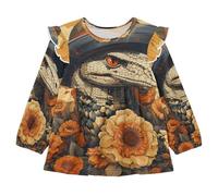 KAAVIYO Cappello Giallo Serpente Girasole Camicie Eleganti A Maniche Lunghe,Camicette Top Casual per Bambine da 1 a 5 Anni