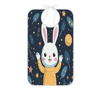 KAAVIYO Carino Coniglio Con Stelle Bavaglini Impermeabili per Adulti con Raccogli Briciole per Donne Uomini,Grembiule per L'alimentazione per Anziani