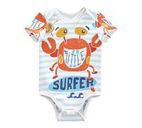 KAAVIYO Cartone Animato Granchio Surf Estate Body per Neonato Body in Cotone A Maniche Corte per Bambino 3-24 Mesi Estate
