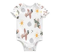 KAAVIYO Cartone Animato Nuvola Sole Aereo Body per Neonato Body in Cotone A Maniche Corte per Bambino 3-24 Mesi Estate