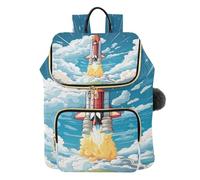 KAAVIYO Cartone Animato Razzo Acquerello Arte Zaino Alla Moda per Studenti,Borse A Tracolla Zaini da Viaggio per Giovani Adolescenti