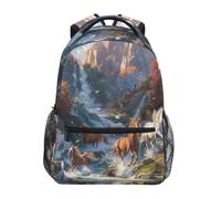 KAAVIYO Cascata Di Montagna Cavalli Bianchi Zaino per Bambini Studente Scolastico Zaino da Bookbag Borsa Del Libro per Viaggio Teenager Ragazze Ragazzi Capretto