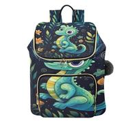 KAAVIYO Cavalluccio Marino Simpatico Cartone Animato Verde Zaino Alla Moda per Studenti,Borse A Tracolla Zaini da Viaggio per Giovani Adolescenti