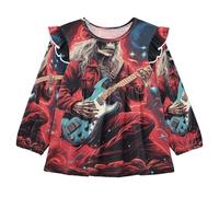 KAAVIYO Chitarra dello Scheletro dello Spazio di Natale Camicie Eleganti A Maniche Lunghe,Camicette Top Casual per Bambine da 1 a 5 Anni
