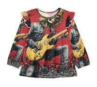 KAAVIYO Chitarra Teschio di Natale Nero Camicie Eleganti A Maniche Lunghe,Camicette Top Casual per Bambine da 1 a 5 Anni