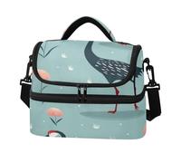 KAAVIYO Cigno Di Struzzo Nero Borsa Termica A Tracolla Grande Capacità per Il Pranzo Lavoro Ragazzi Ragazze Picnic