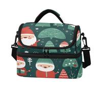 KAAVIYO Clausola Di Babbo Natale Del Modello Ripetuto Borsa Termica A Tracolla Grande Capacità per Il Pranzo Lavoro Ragazzi Ragazze Picnic