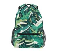 KAAVIYO Coccodrilli Verdi Giungla Tropicale Zaino per Bambini Studente Scolastico Zaino da Bookbag Borsa Del Libro per Viaggio Teenager Ragazze Ragazzi Capretto