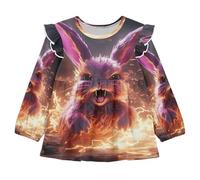 KAAVIYO Coniglio Freddo Arrabbiato Camicie Eleganti A Maniche Lunghe,Camicette Top Casual per Bambine da 1 a 5 Anni