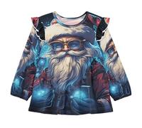 KAAVIYO Cool Space Santa Clausola Camicie Eleganti A Maniche Lunghe,Camicette Top Casual per Bambine da 1 a 5 Anni