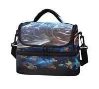 KAAVIYO Delfino Blu Stellato Del Mare Borsa Termica A Tracolla Grande Capacità per Il Pranzo Lavoro Ragazzi Ragazze Picnic