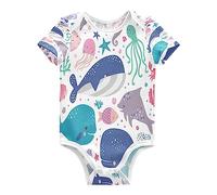 KAAVIYO Delfino Del Bambino Del Fumetto Del Mare Subacqueo Body per Neonato Body in Cotone A Maniche Corte per Bambino 3-24 Mesi Estate