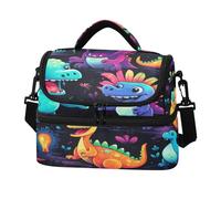 KAAVIYO Dinosauri Di Arte Dell'acquerello Borsa Termica A Tracolla Grande Capacità per Il Pranzo Lavoro Ragazzi Ragazze Picnic