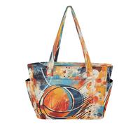 KAAVIYO Disegno A Mano Basket Art Borsa da Spiaggia Viaggio Donna Shopping Donna A Tracolla per Ragazze