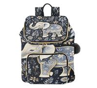 KAAVIYO Elefante Innevato Flora Patten Zaino Alla Moda per Studenti,Borse A Tracolla Zaini da Viaggio per Giovani Adolescenti