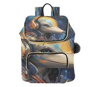 KAAVIYO Fantastico Delfino Astronauta Zaino Alla Moda per Studenti,Borse A Tracolla Zaini da Viaggio per Giovani Adolescenti