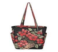 KAAVIYO Fiore Di Gelsomino Rosso Nero Borsa da Spiaggia Viaggio Donna Shopping Donna A Tracolla per Ragazze