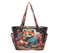 KAAVIYO Fiore Di Panda Rosso Giapponese Borsa da Spiaggia Viaggio Donna Shopping Donna A Tracolla per Ragazze