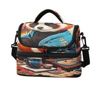 KAAVIYO Fiore Di Panda Rosso Giapponese Borsa Termica A Tracolla Grande Capacità per Il Pranzo Lavoro Ragazzi Ragazze Picnic