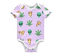 KAAVIYO Foglia Cartone Animato Pizza Aliena Body per Neonato Body in Cotone A Maniche Corte per Bambino 3-24 Mesi Estate