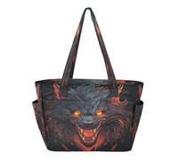 KAAVIYO Freddo Lupo Fuoco Borsa da Spiaggia Viaggio Donna Shopping Donna A Tracolla per Ragazze