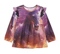 KAAVIYO Fuoco Viola Cavallo Arrabbiato Camicie Eleganti A Maniche Lunghe,Camicette Top Casual per Bambine da 1 a 5 Anni