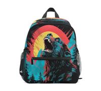 KAAVIYO Gorilla Blu Che Ulula Tramonto Rosso Zaino per Asilo Nido Prescolare Bambini Studente Bookbag Zainetti per Viaggio 3-8 Anni Capretto