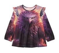KAAVIYO Gufo Arrabbiato Fuoco Viola Camicie Eleganti A Maniche Lunghe,Camicette Top Casual per Bambine da 1 a 5 Anni