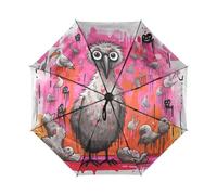 KAAVIYO Koala Cuore Rosa Struzzi Ombrello da Viaggio Antivento con Apertura e Chiusura Automatica,Protezione Solare UPF 50+ per Bambini