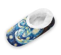 KAAVIYO Luna D'Arte Di Van Gogh Pantofole Outdoor Cotone Peluche Uomo Invernali Calde Ciabatte da Casa Antiscivolo Pantofola Slipper per Ragazzi Donne