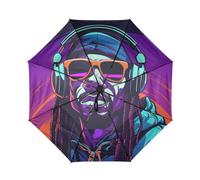 KAAVIYO Musica Cool Zebra Blu Ombrello da Viaggio Antivento con Apertura e Chiusura Automatica,Protezione Solare UPF 50+ per Bambini