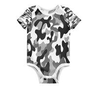 KAAVIYO Nero Bianco Grigio Mimetico Body per Neonato Body in Cotone A Maniche Corte per Bambino 3-24 Mesi Estate