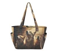 KAAVIYO Olio Arte Lupi Borsa da Spiaggia Viaggio Donna Shopping Donna A Tracolla per Ragazze