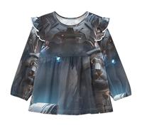 KAAVIYO Orso Maschera d'Argento Guerra Camicie Eleganti A Maniche Lunghe,Camicette Top Casual per Bambine da 1 a 5 Anni