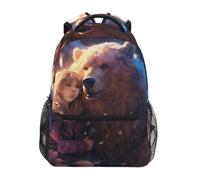 KAAVIYO Orso Polare Che Abbraccia Dolcemente Zaino per Bambini Studente Scolastico Zaino da Bookbag Borsa Del Libro per Viaggio Teenager Ragazze Ragazzi Capretto