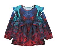 KAAVIYO Polpo Arrabbiato Rosso Astratto Camicie Eleganti A Maniche Lunghe,Camicette Top Casual per Bambine da 1 a 5 Anni