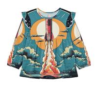 KAAVIYO Razzo Cartone Animato Cielo Nero Camicie Eleganti A Maniche Lunghe,Camicette Top Casual per Bambine da 1 a 5 Anni