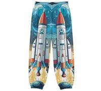 KAAVIYO Razzo Spaziale Pianeti Volanti Stelle Pantaloni da Jogging per Bambini Piccoli Pantaloni Casual da Tuta Abbigliamento Sportivo per Bambini