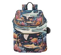 KAAVIYO Simpatici Squali Carini D'arte Zaino Alla Moda per Studenti,Borse A Tracolla Zaini da Viaggio per Giovani Adolescenti