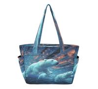 KAAVIYO Space Che Vola Sugli Orsi Polari Borsa da Spiaggia Viaggio Donna Shopping Donna A Tracolla per Ragazze
