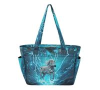 KAAVIYO Spazio Blu Stellato Arte Zebra Borsa da Spiaggia Viaggio Donna Shopping Donna A Tracolla per Ragazze
