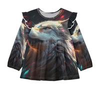 KAAVIYO Spazio Oscuro Astratto Lupo Triste Camicie Eleganti A Maniche Lunghe,Camicette Top Casual per Bambine da 1 a 5 Anni