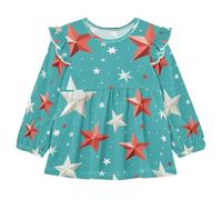 KAAVIYO Stella Rossa Bianca Ciano Camicie Eleganti A Maniche Lunghe,Camicette Top Casual per Bambine da 1 a 5 Anni