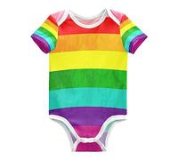 KAAVIYO Strisce Colorate Bandiera Arcobaleno Body per Neonato Body in Cotone A Maniche Corte per Bambino 3-24 Mesi Estate